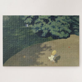 Quebra-cabeça Menina correndo atrás de uma bola vermelha (infânc