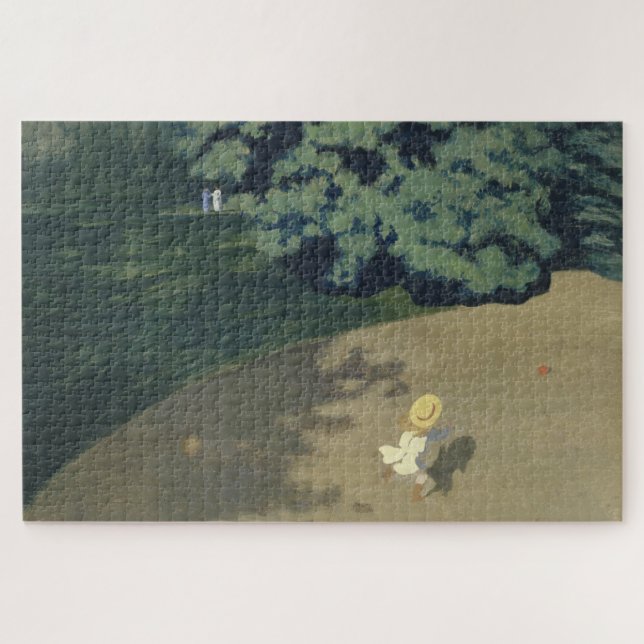 Quebra-cabeça Menina correndo atrás de uma bola vermelha (infânc (Horizontal)