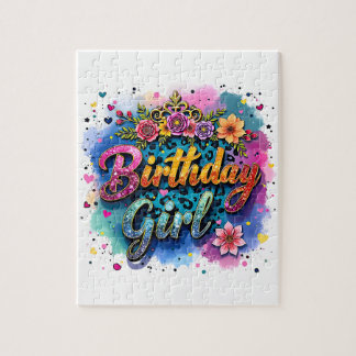 Quebra-cabeça Menina de Aniversário Floral Leopardo