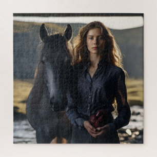 Quebra-cabeça Menina de Coração de Vidro com Cavalo Preto – Pont