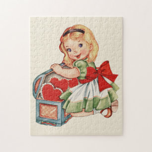 Quebra-cabeça Menina do Coração - Crianças Retron Cute