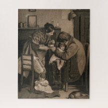 Menina Doente Ajudada pelo Pai e Mãe