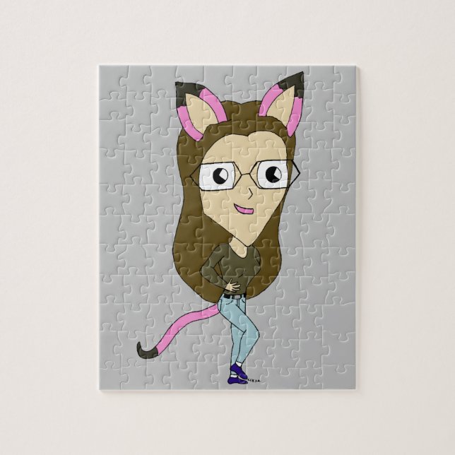 Quebra-cabeça menina-gato chibi (Vertical)