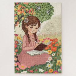 Quebra-Cabeça Menina no Jardim