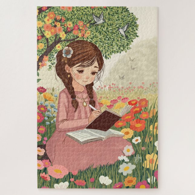 Quebra-Cabeça Menina no Jardim (Vertical)