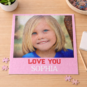 Quebra-cabeça Menina que eu amo Foto Personalizada Nome Moderno