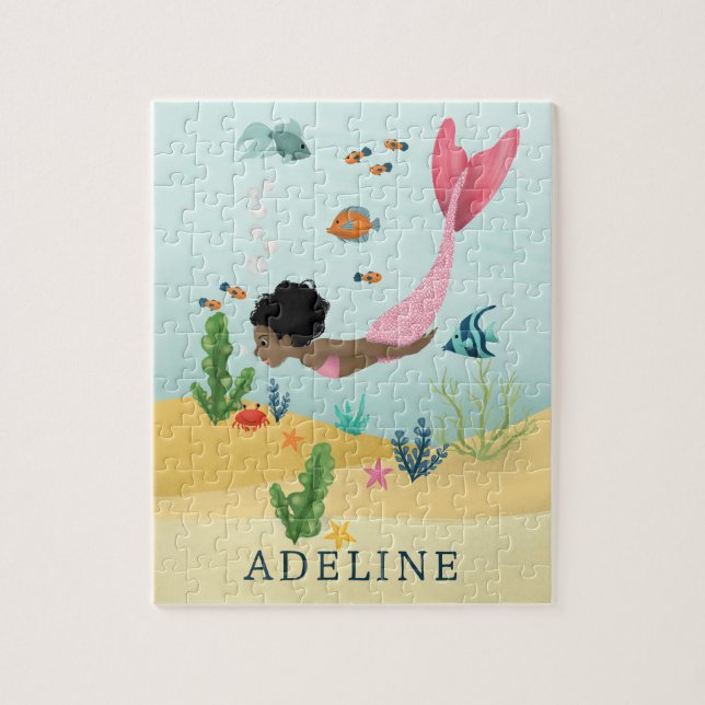 Quebra-cabeça Meninas Engraçadas Mágicas Sob O Mar Afro Sereias (Vertical)