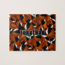 Quebra-cabeça Meninas jogadoras do time preto branco