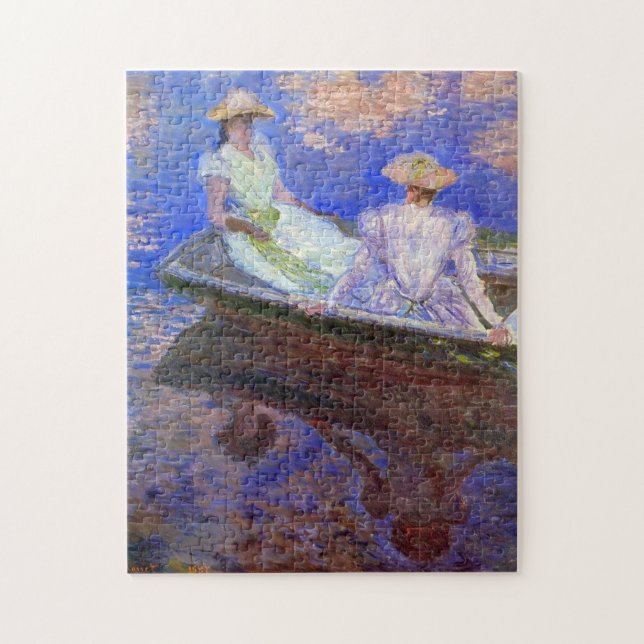 Quebra-cabeça Meninas jovens num barco de linha Monet Fine Art (Vertical)