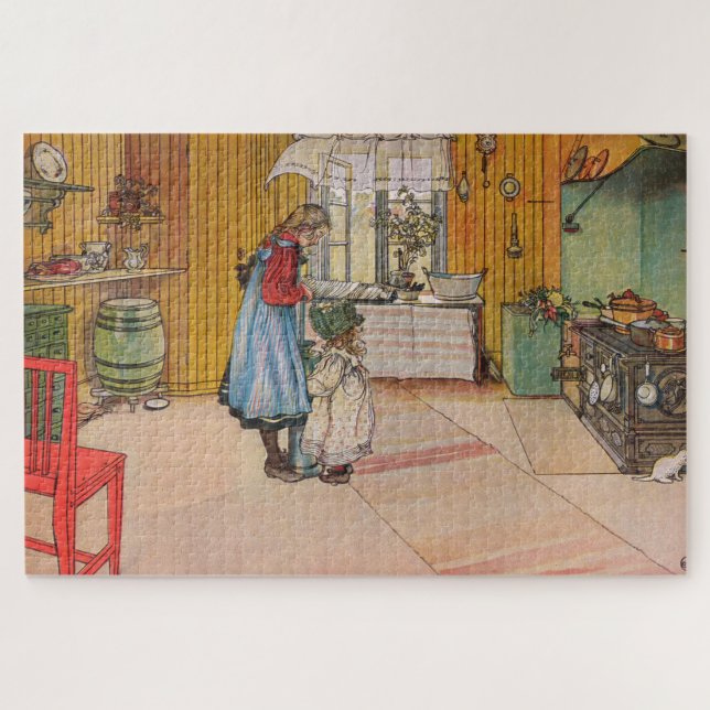 Quebra-cabeça Meninas na cozinha (Arte Sueca Clássica) (Horizontal)