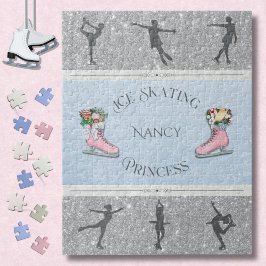 Quebra-cabeça Meninas Prateadas de Patinação no Gelo Princesa Ro