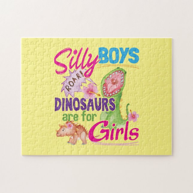 Quebra-cabeça Meninos bobos Os dinossauros são para Meninas - Bo (Horizontal)