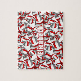 Quebra-cabeça Meninos, cinza vermelha, seleção de voleibol