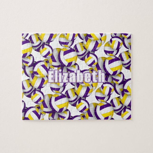 Quebra-cabeça Meninos: cores da equipe de vôlei de ouro roxo (Horizontal)