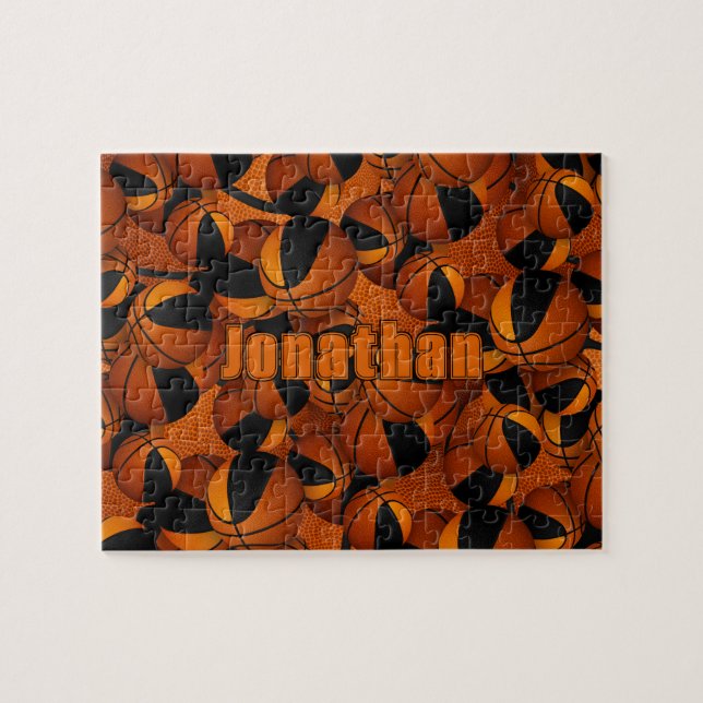 Quebra-cabeça meninos meninas: seleção de basquetebol em laranja (Horizontal)