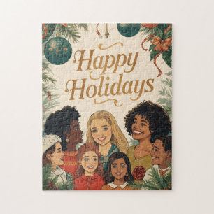 Quebra-cabeça Mensagem de Natal Vintage Família Ano Novo