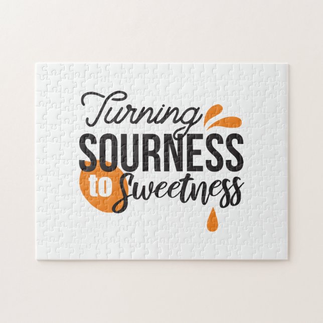 Quebra-cabeça Mensagem de vida positiva - Transformando azedo em (Horizontal)
