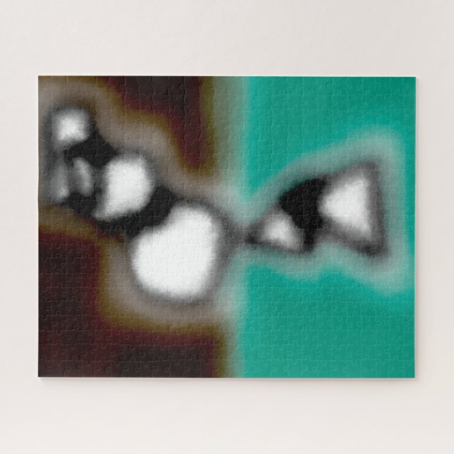 Quebra-cabeça Mensagem em uma Garrafa: Abstrato Marrom, Azul Tur (Horizontal)