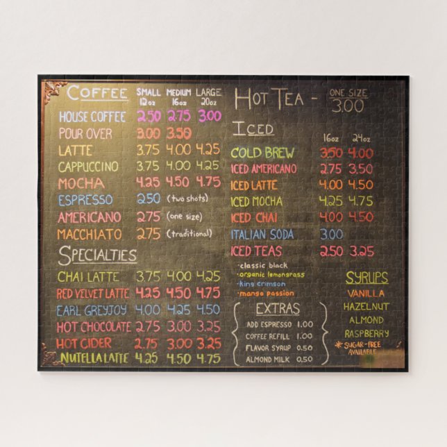 Quebra-cabeça Menu Compro Café - 16x20 - 520 pcs (Horizontal)