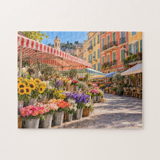 Quebra-cabeça Mercado de Flores Coloridas da Riviera Francesa