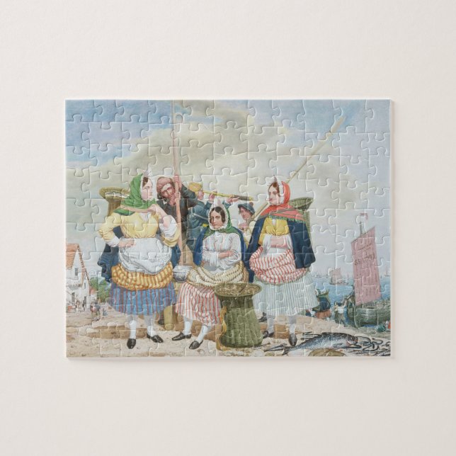 Quebra-cabeça Mercado de peixes pelo mar, c.1860 (óleo em (Horizontal)