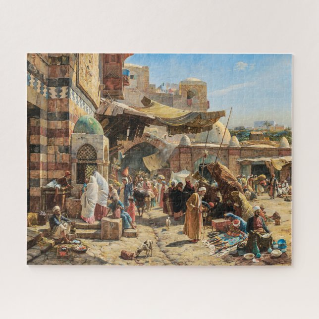 Quebra-cabeça Mercado em Jafa | Gustav Bauernfeind | (Horizontal)