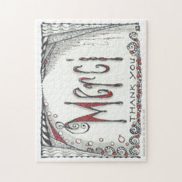 Quebra-cabeça "Merci - obrigado" a serra de vaivém 8x10 ou 11x14