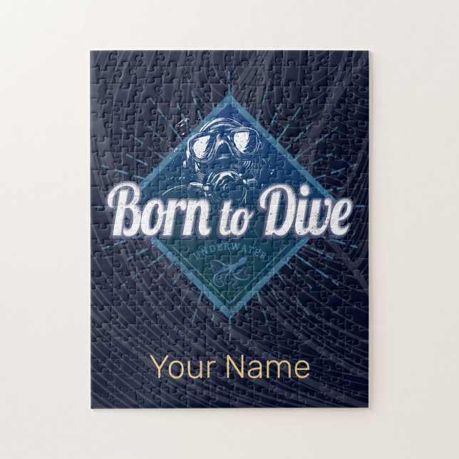 Quebra-cabeça Mergulhador Retro Scuba Mergulhando Escola Oceano  (Vertical)