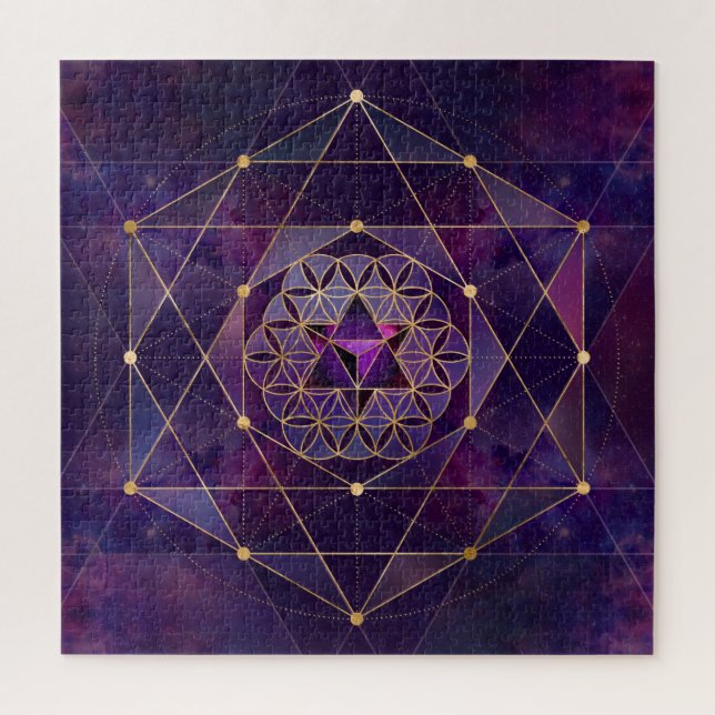 Quebra-cabeça Merkabah em flor da vida - Geometria Sagrada (Vertical)
