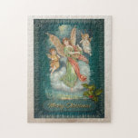 Quebra-cabeça Merry Christmas,Angels Retro<br><div class="desc">Merry Christmas,  retro angels</div>
