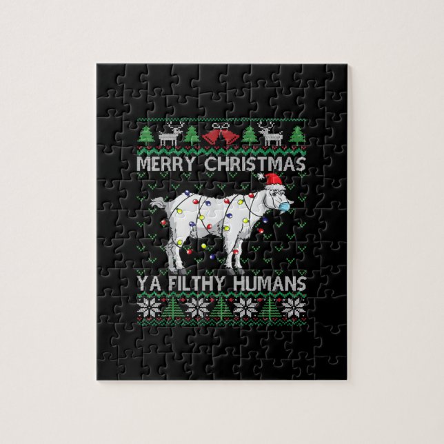 Quebra-cabeça Merry Christmas Filthy Humans Goat Ugly Christmas (Vertical)