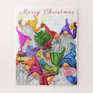 Quebra-cabeça Merry Christmas Gnome Party Cartoon Drawing Funny 