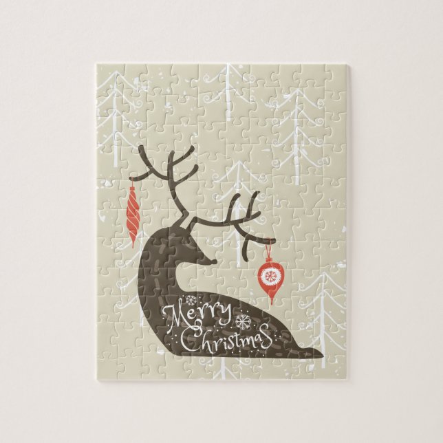 Quebra-cabeça Merry Christmas Reindeer Cozy (Vertical)