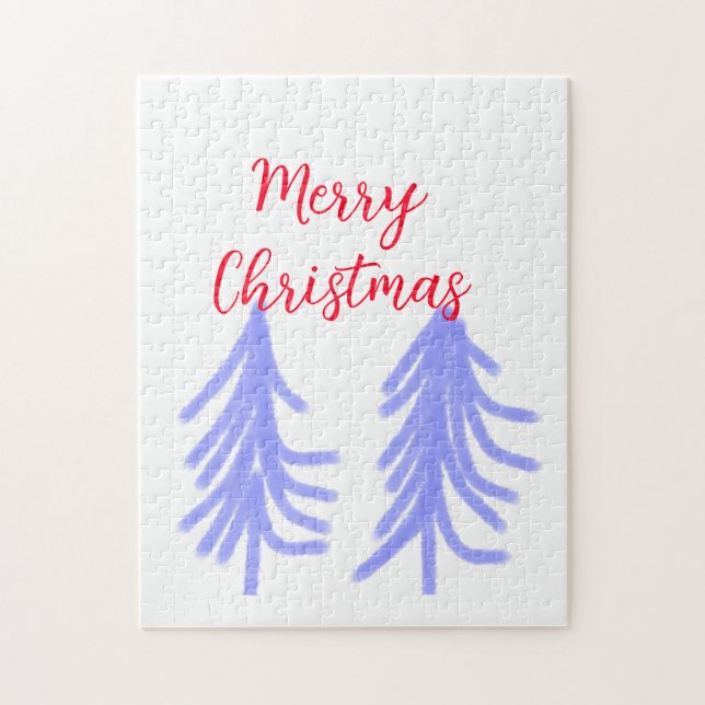 Quebra-cabeça Merry Natal - Pinheiros de pinheiros roxos (Vertical)