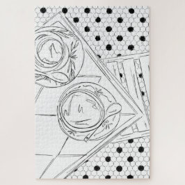 Quebra-cabeça Mesa Bistro de Paris Negro e Branco