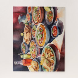 Quebra-cabeça Mesa De Aquarelas Da Comida Mexicana