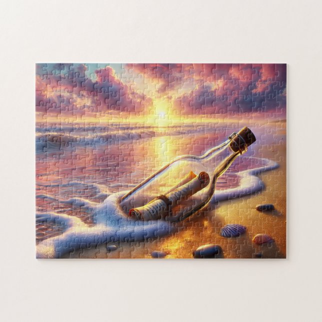 Quebra-cabeça Message in a Bottle Sunset Beach Coastal (Horizontal)