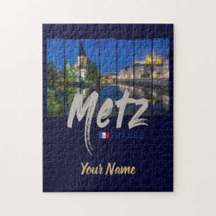 Quebra-cabeça Metz Grand Est France na Vintage Noturna Souvenir
