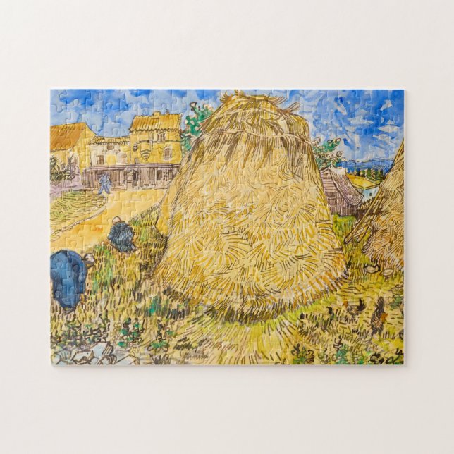 Quebra-cabeça Meules de ble, Wheat Stacks por Vincent van Gogh (Horizontal)