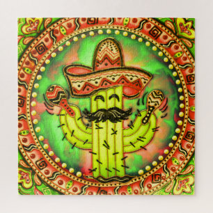 Quebra-cabeça Mexicano Fiesta Cinco de Mayo Sombrero Hat Green
