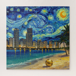 Quebra-cabeça Miami Golden Shore Soccer Elegant and Oil Fine Art