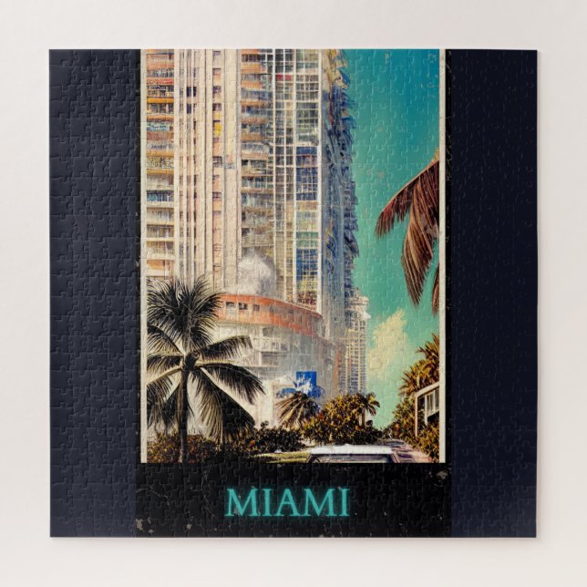 Quebra-cabeça Miami vintage poster  (Vertical)