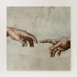 Quebra-cabeça Michaelangelo mãos criação adam deus