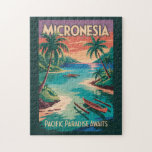 Quebra-cabeça Micronesia Boats Illustration Travel Art Vintage<br><div class="desc">Micronesia retro vector travel design. Micronesia is a Pacific island region known for its crystal-clear lagoons, ancient stone ruins, and vibrant island cultures. Spread across thousands of islands, it offers pristine nature, world-class diving, and a tranquil escape far from crowded destinations.</div>
