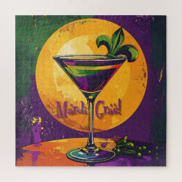 Quebra-cabeça Mid Century Mardi Gras Sunset Fleur De Lis Martini
