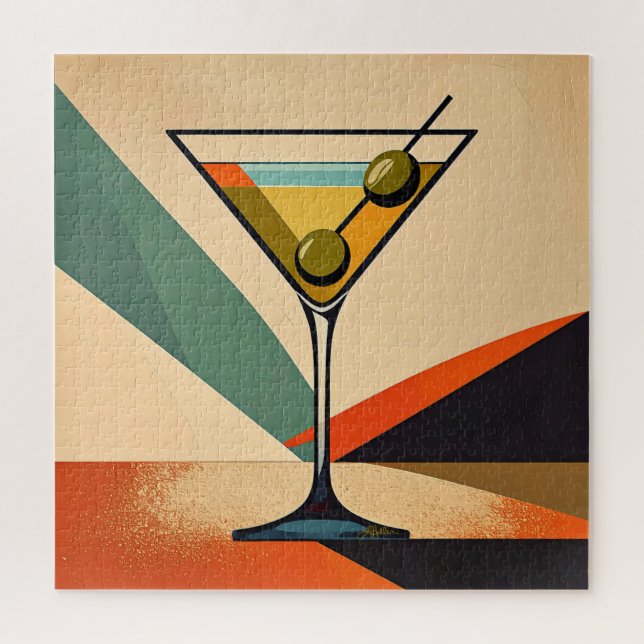 Quebra-cabeça Mid Century Modern Color Block Martini Art (Vertical)