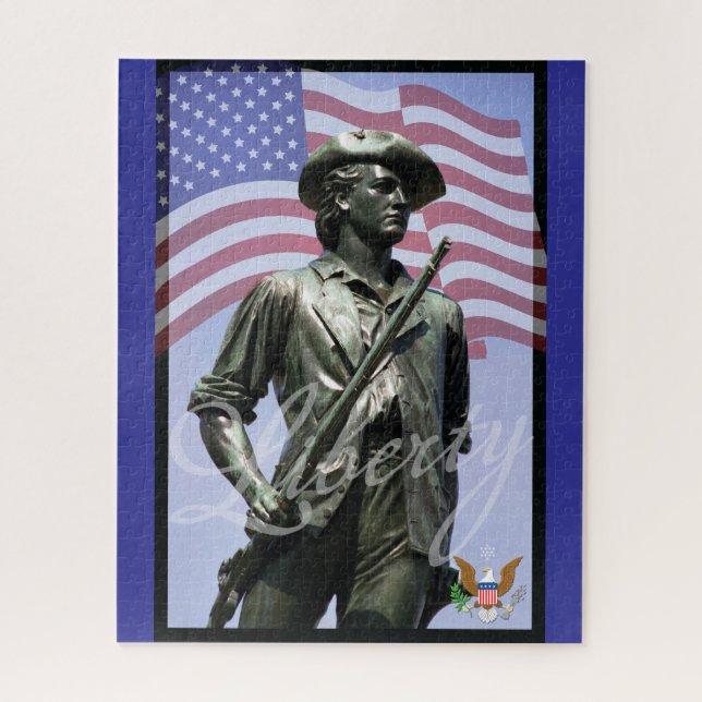 Quebra-cabeça Militar Patriótico Minuteman com Emblema de Defesa (Vertical)