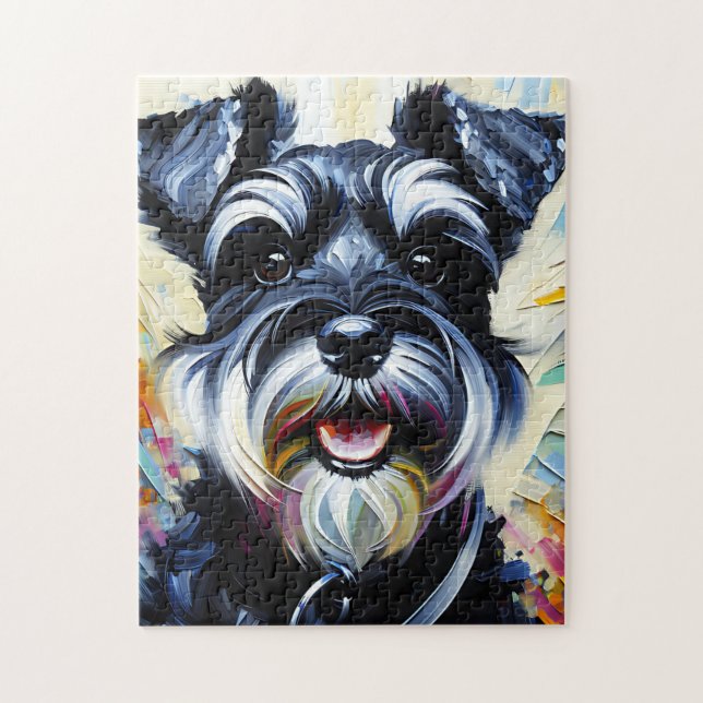 Quebra-cabeça Miniatura Schnauzer - Preto | Impressão de acrílic (Vertical)