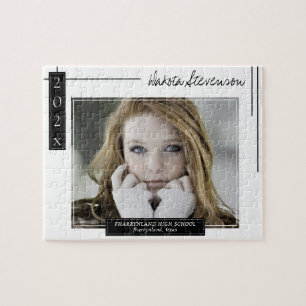 Quebra-cabeça Minimal Black and White Graduation Keepsake Photo