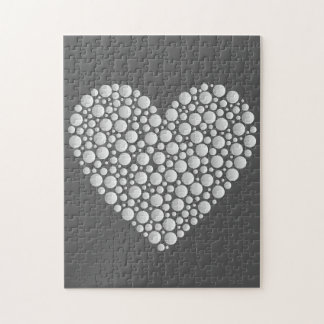 Quebra-cabeça Minimal Heart Circles – White Gradient on Dark
